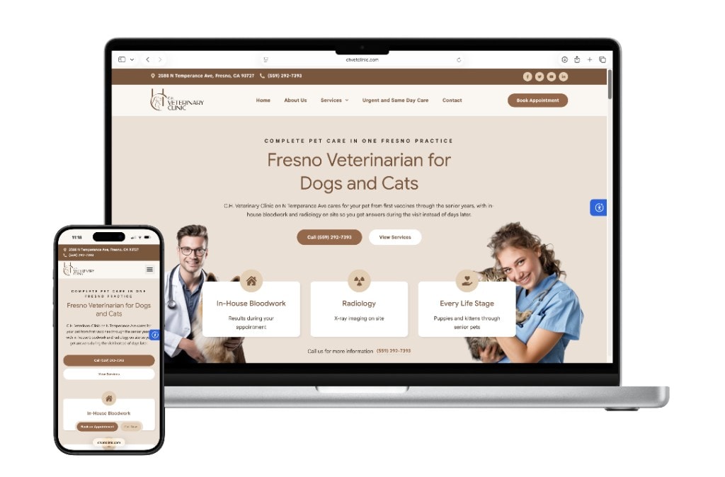 C.H. Veterinary Clinic website mockup