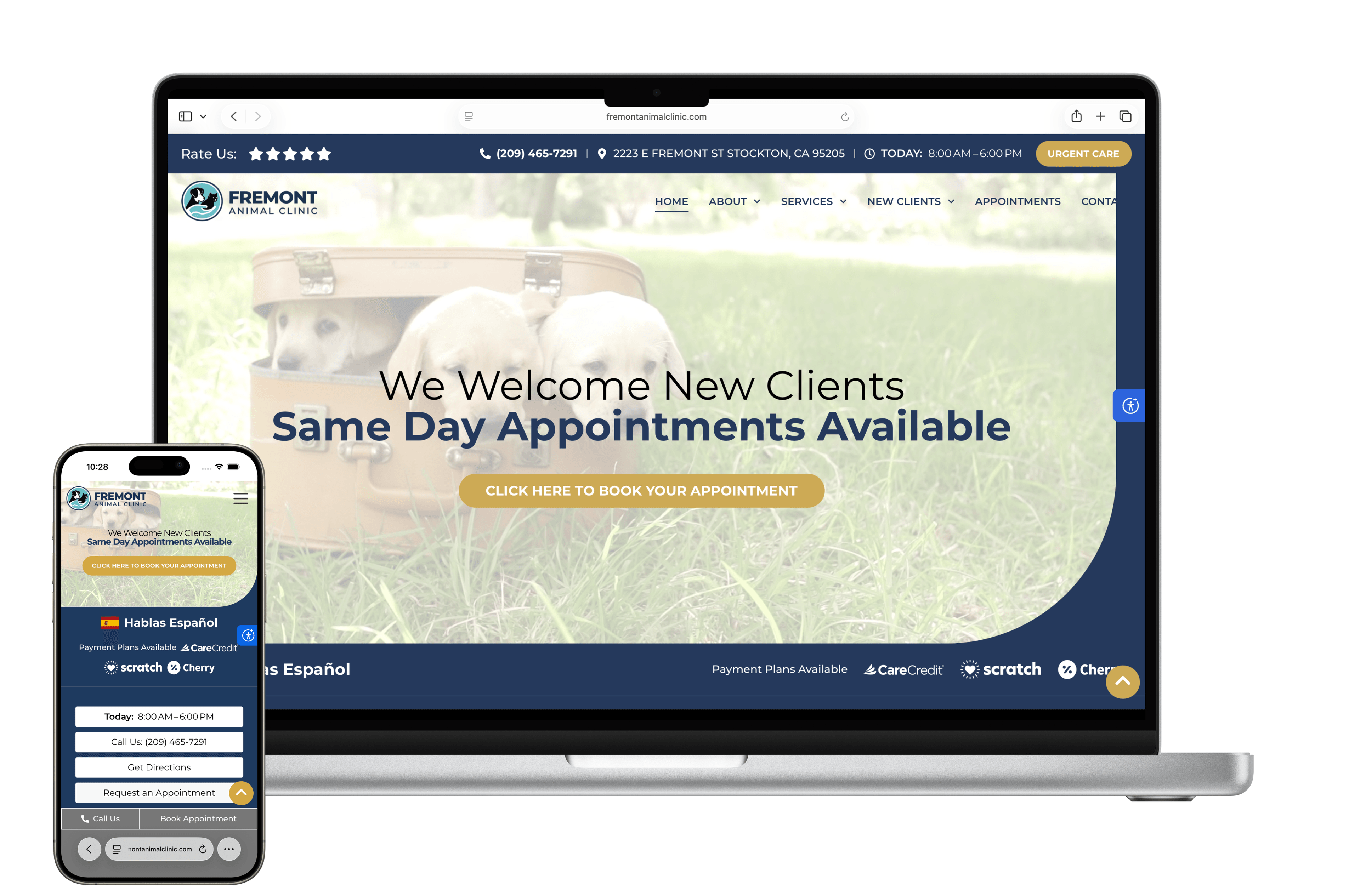 Fremont Animal Clinic website mockup